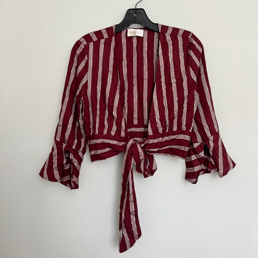 Beach Riot Maroon Moon Beam Bali Tie Crop Top Size S Striped Travel Coconut Girl